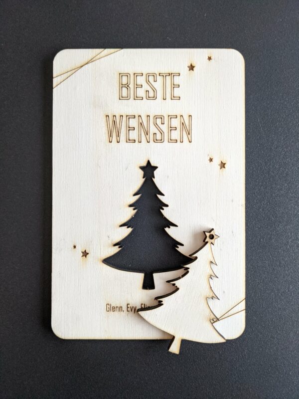 Houten Kerstkaart Kerstboom